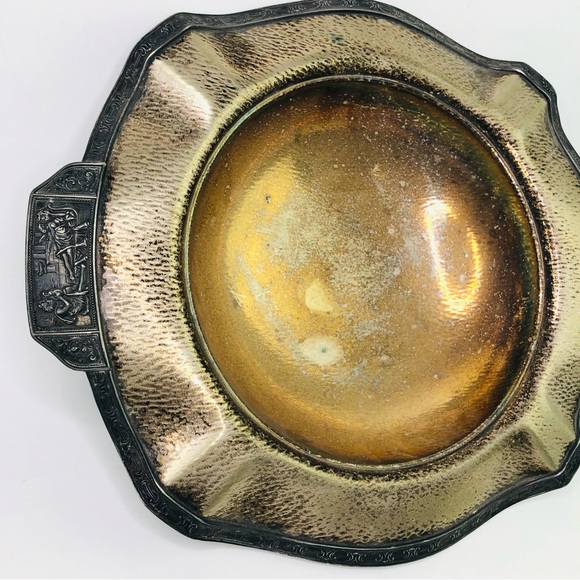 Vintage Art Deco Roman Greek Silver Plated Large Bowl Scallop Trim Disply Decor - Picture 2 of 5